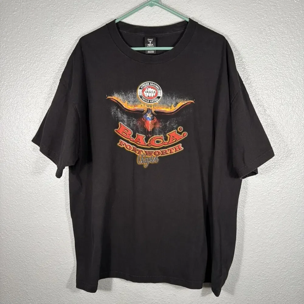 B.A.C.A. Bikers Against Child Abuse For Worth Texas Chapter Shirt 2XL